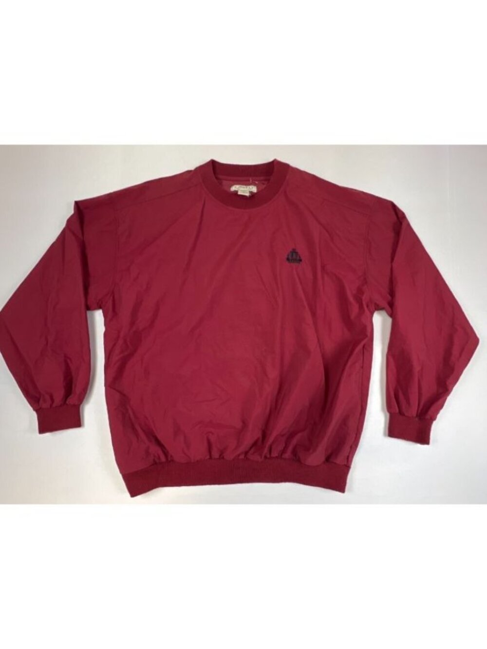 IZOD Men M Vintage 90s Windbreaker Pullover Sweater Maroon Nylon Golf Crest